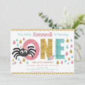 Itsy Bitsy Spider Eerste verjaardag Meisje Kaart (Staand voorkant)