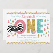 Itsy Bitsy Spider Eerste verjaardag Meisje Kaart (Voorkant / Achterkant)