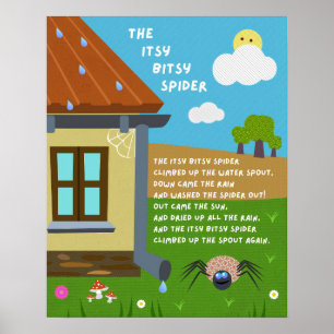 Itsy Bitsy Spider Schoolposter met Kinderrijmpje Poster