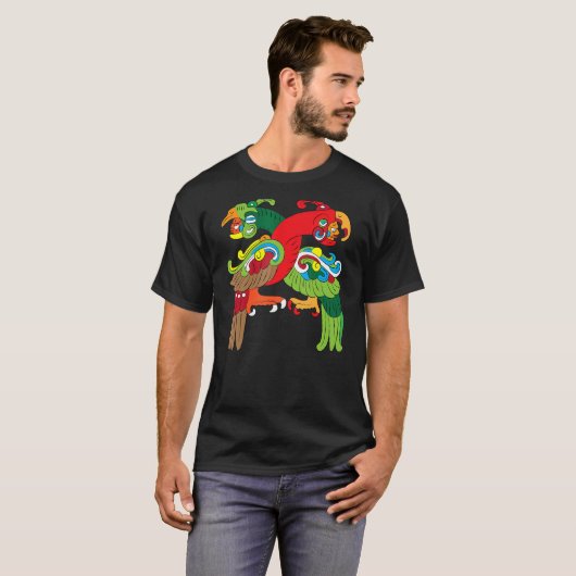Itzamanj Fused in Bird Deity Mayan Aztec T-shirt (Voorkant volledig)