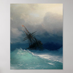 Ivan Aivazovsky - Schip op het Zee van Stormy Poster
