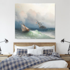 Ivan Konstantinovich Aivazovsky - Twee schepen op  Canvas Afdruk