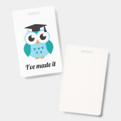 Ive made it cute wise owl badge (Voor- en achterkant)