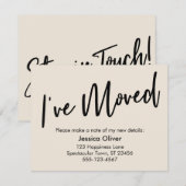"I've Moved" Carte rose crème d'écriture moderne (Devant / Derrière)