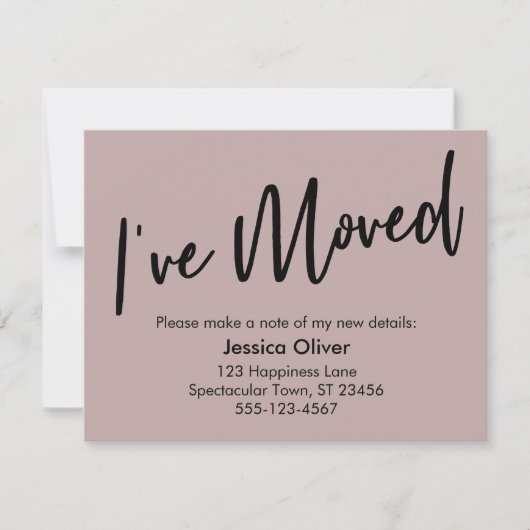 "I've Moved" Écriture manuscrite moderne Carte Ros (Devant)