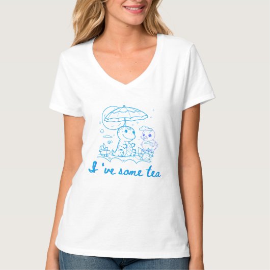 "I've Some Tea" Duck & Frog Rainy Day T-Shirt (Devant)