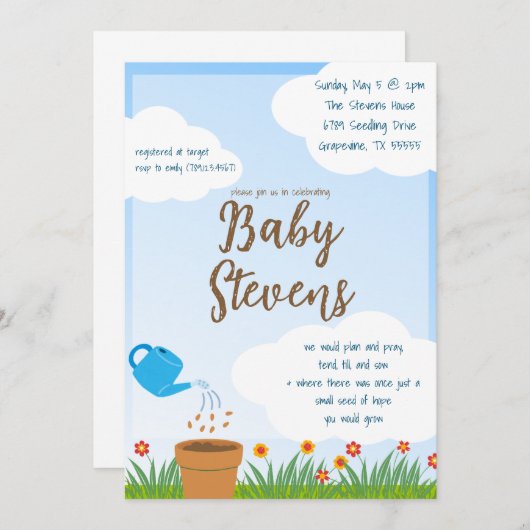 IVF Garden Babyshower Uitnodiging (Voorkant / Achterkant)