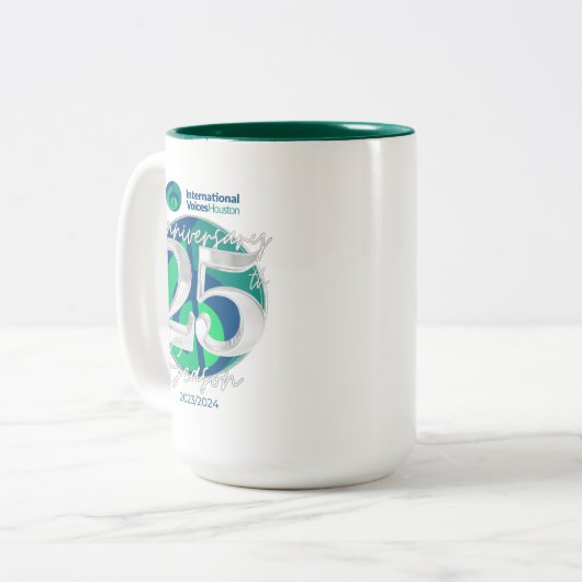 IVH 25e Jubileum tweekleurige Mok - Hunter Green (Voorkant links)