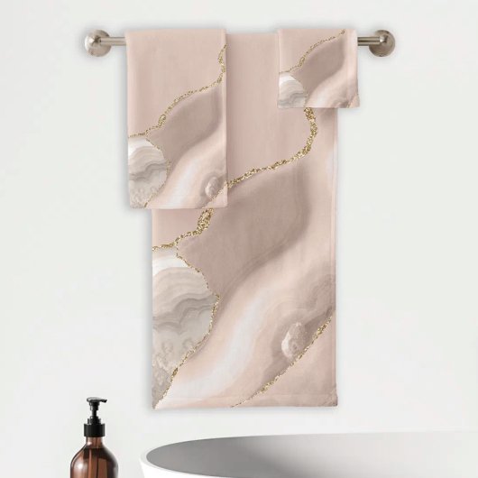 Ivoire Beige Agate Géode Paillettes d'Or