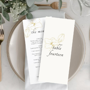 ivoire + blanc Menu plat Mariage floral chic