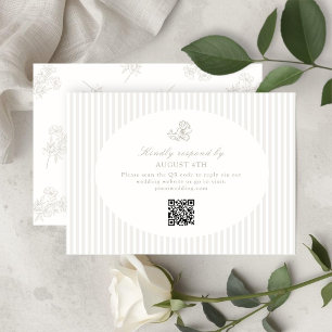 Ivoire Blanc & Sable Réponse RSVP à rayures flor