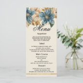Ivoire bleu automne printemps fleuri Mariage Menu (Debout devant)