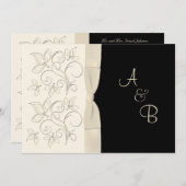 Ivoire de monogramme, faire-part de mariage floral (Devant / Derrière)