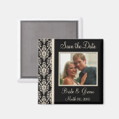 Ivoire et noir Enregistrer la date Photo Magnets (Recto/Verso)