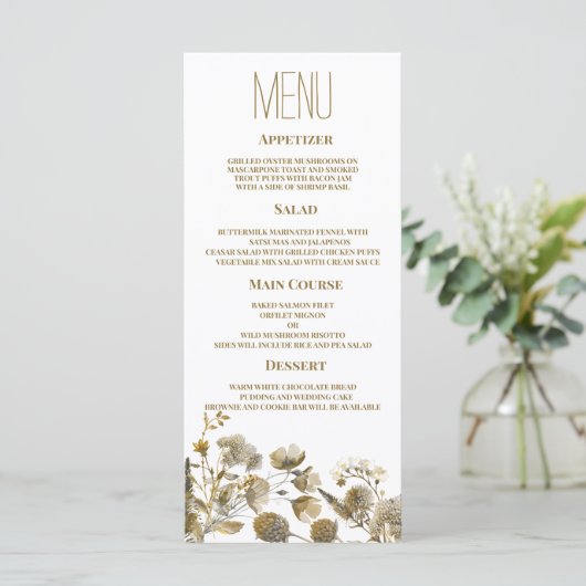 Ivoire jaune foncé blanc brun Mariage Menu (Debout devant)