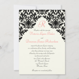 Ivoire, noir, corail Damask Invitation monographie