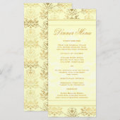 Ivoire & Or Damask Slim Dinner Menu (Devant / Derrière)