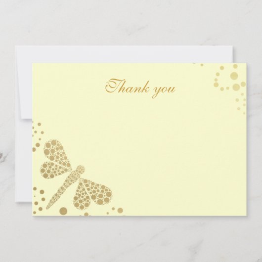 Ivoire & Or Dragonfly Pointillisme Merci plat (Devant)