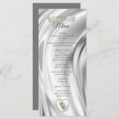 Ivoire, Vert, Bleu, Silk Or & Perles Menu (Devant / Derrière)