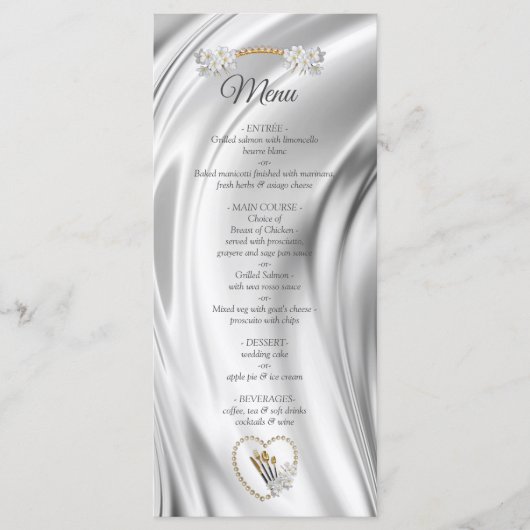 Ivoire, Vert, Bleu, Silk Or & Perles Menu (Devant)