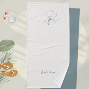 Ivoire Zen Yoga Ligne Florale Bleu Côtier