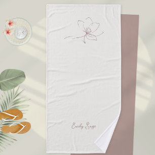 Ivoire Zen Yoga Ligne Florale Rose Poussiéreux