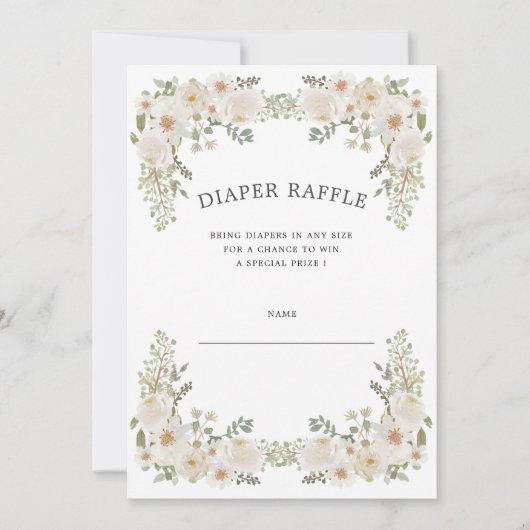 Ivoires floral diaper tombole billet invitation (Devant)