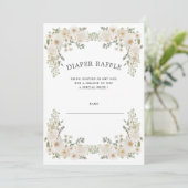 Ivoires floral diaper tombole billet invitation (Debout devant)