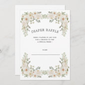 Ivoires floral diaper tombole billet invitation (Devant / Derrière)