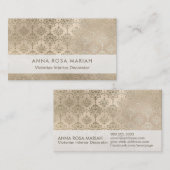 * Ivoor Antiek verouderde iriserende damast Visitekaartje (Voorkant / Achterkant)