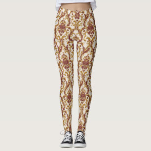 Ivoor Barok Ornament met Goud en Burgundy Leggings