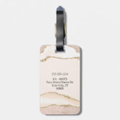 Ivoor & Beige Agaat met Gouden Glitter Aangepaste Bagagelabel (Achterkant verticaal)