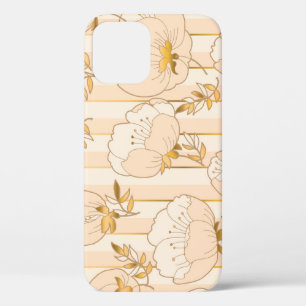 Ivoor Beige: Luxe bloemenpatroon. iPhone 12 Hoesje