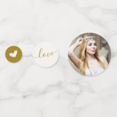 Ivoor Bloei & Elegante Gouden Script Bruidsdouche Confetti (Achterkanten)