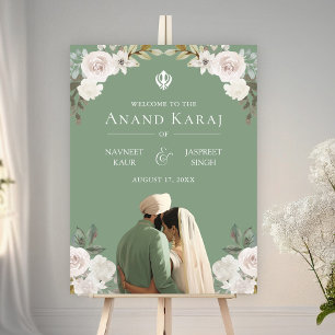 Ivoor Bloemen Anand Karaj Sikh Bruiloft Welkomstbo Poster