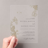 Ivoor Bloemen Kant Clear Wedding Acryl Uitnodigingen (Insitu (Draagbaar))