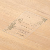 Ivoor Bloemen Kant Clear Wedding Acryl Uitnodigingen (Laagn)