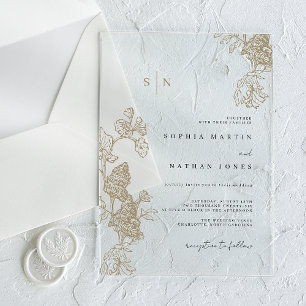 Ivoor Bloemen Kant Clear Wedding Acryl Uitnodigingen
