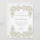 Ivoor bloementuin Elegante bruiloft uitnodiging (Voorkant)