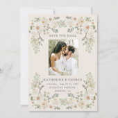 Ivoor Bloemetuin Elegante Save the Date (Voorkant)