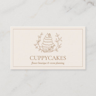 Ivoor Bloemige Cupcake Bakker Bakkerij Chef Cateri Visitekaartje