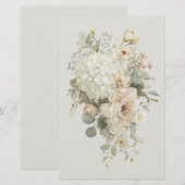 Ivoor Bloemstukken Sticker – Elegante Bloemen Briefpapier (Voorkant / Achterkant)