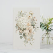 Ivoor Bloemstukken Sticker – Elegante Bloemen Briefpapier (Staand voorkant)
