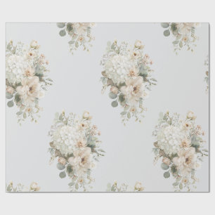 Ivoor Bloemstukken Sticker – Elegante Bloemen Cadeaupapier