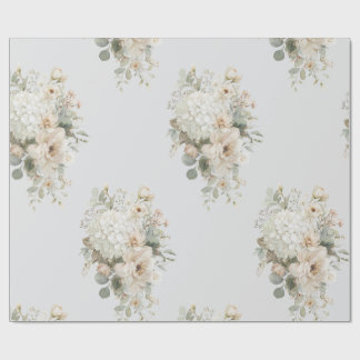 Ivoor Bloemstukken Sticker – Elegante Bloemen Cadeaupapier