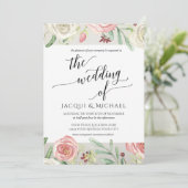 Ivoor Blush Bloemen Bruiloft Rozen Houten Plank Kaart (Staand voorkant)