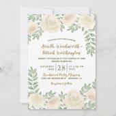 Ivoor Blush Champagne Bloemen Bruiloft Uitnodiging (Voorkant)