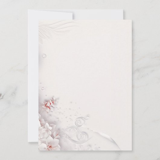 Ivoor Blush Roze Bloemen Bruiloft Uitnodiging (Achterkant)