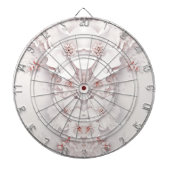 Ivoor Blush Roze Bloemen Dartboard Dartbord (Voorkant)