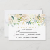 Ivoor Boeket Bloemen Bruiloft Maaltijd Keuze RSVP (Voorkant)